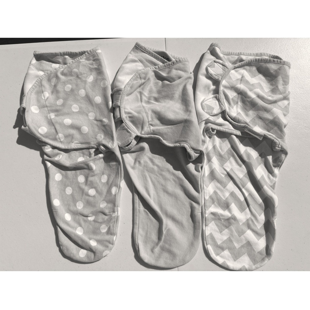 SwaddleMe Blankets & Beyond Swaddle Bundle Kids NB S/M Grey White Excellent 4pk